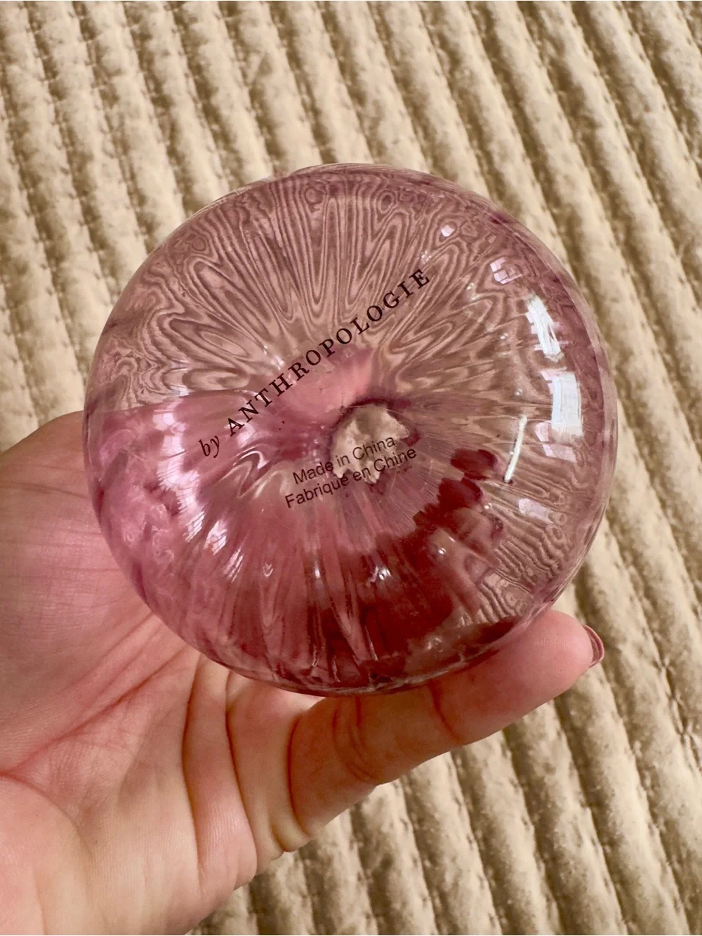 Anthropologie Lavender Glass Bud Vase with Gold-Edged Fluted Rim